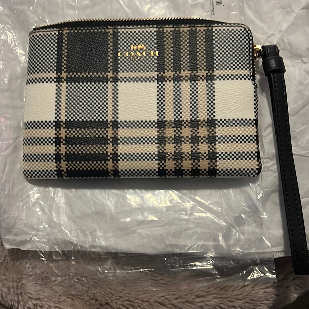 Coach Garden Plaid Wristlet NWT
